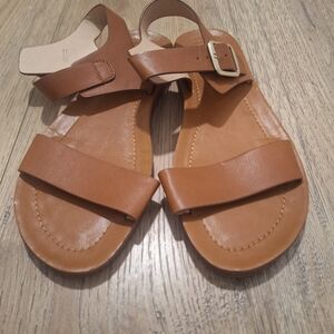 Brown Leather Sandals with Buckle